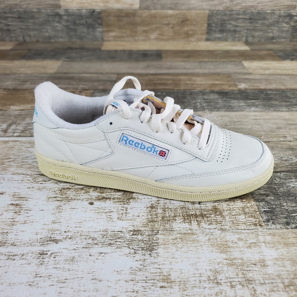 Reebok Club C 85 Womens Shoes Sz 7.5 White Leather Round Toe Lace Up *read*